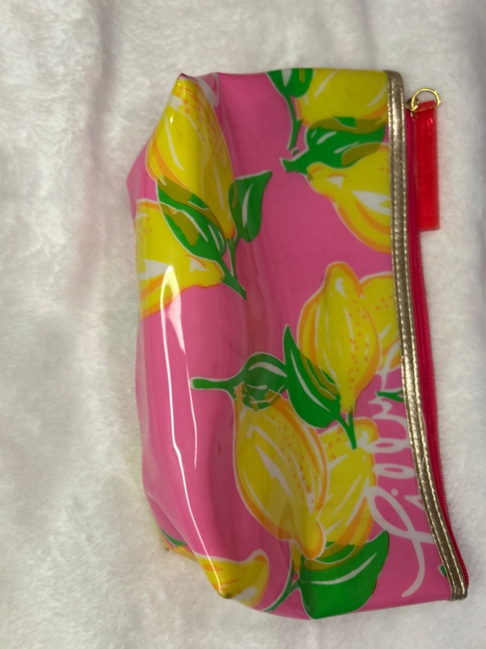 Lilly Pulitzer Estée Lauder Pink with Yellow Lemons Cosmetic Makeup Bag - Picture 3 of 6